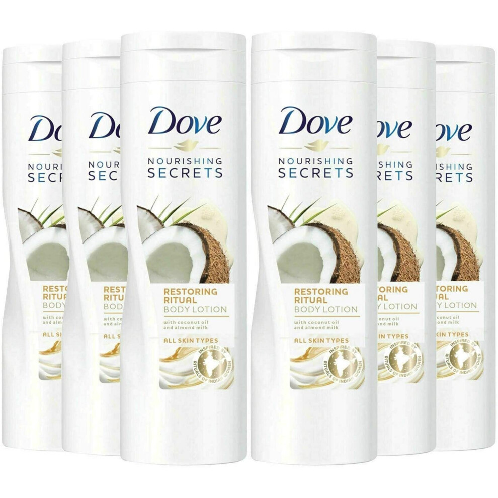 6 X Dove Restoring Ritual Body Lotion 250ml (Coconut Oil & Almond milk)