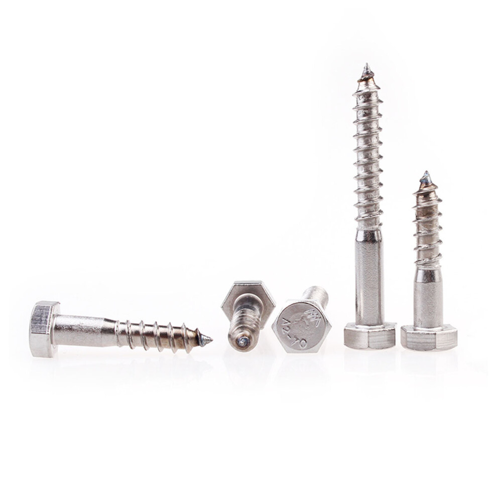 (10) M8x40mm A2 Stainless Steel Coach Screws Hex Head Lag Bolts Wood Screw DIN571