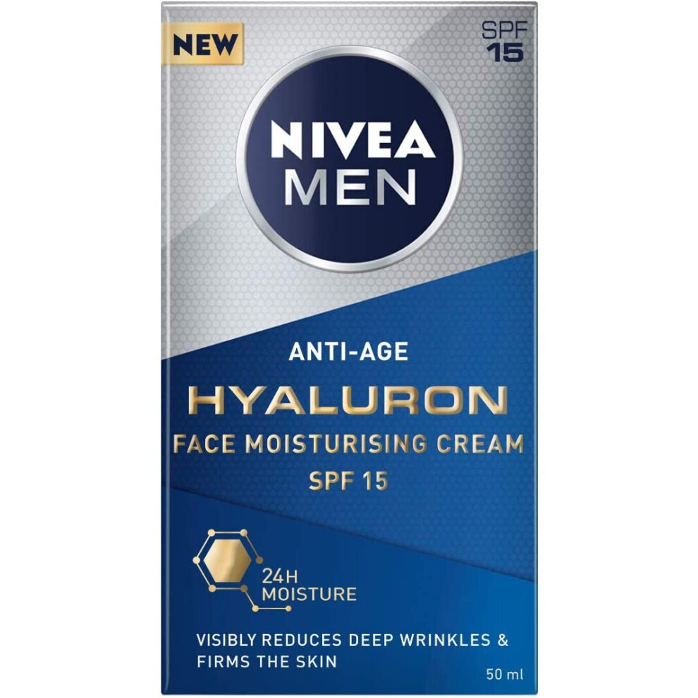 NIVEA MEN Hyaluron Face Cream (50ml), Anti Wrinkle Face Cream Reduces Deep Wrinkles, Men's Anti Ageing Face Cream, Anti Wrinkle Cream Strengthens Skin