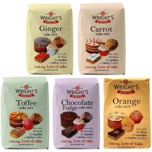 Wright's Baking Cake Mix Selection Pack - Ginger, Carrot, Toffee, Chocolate Fudge & Orange (One of Each 500g Pack)