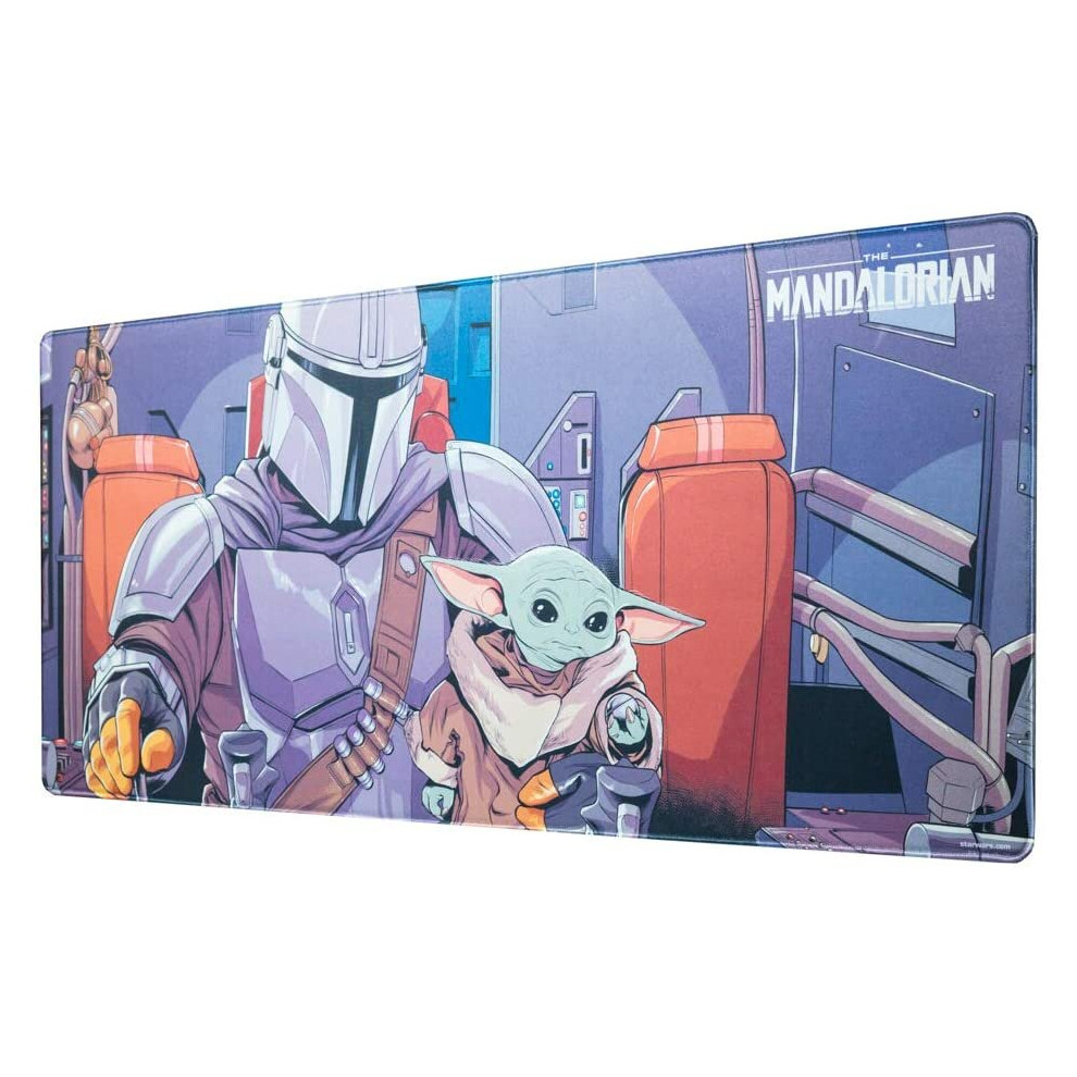 Official Star Wars The Mandalorian Mouse Mat - Baby Yoda Desk Pad - 31.5" X 13.78" Non-Slip Rubber Base Mouse Pad, Gaming Mouse Pad, Keyboard Mouse Ma 8435497250508