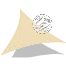 VOUNOT Sun Shade Sail Canopy Triangle 3.6x3.6x3.6m with Fixing Kit, HDPE, UV-Protection Breathable Awning for Garden Outdoor Patio, Ivory