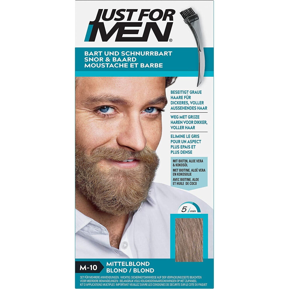 Just for Men Moustache and Beard Medium Blonde Dye Eliminates Grey for a Thicker and Fuller Look - M10