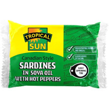 Tropical Sun Canadian Style Sardines in Hot Peppers, 106g (Pack of 12)