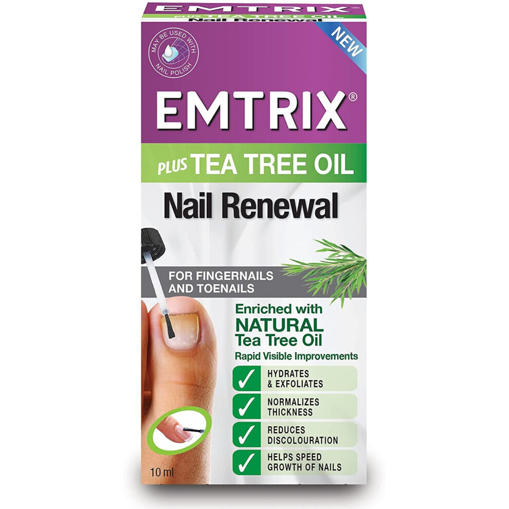 Emtrix Nail Renewal with Natural Tea Tree Oil | Nail Strengthener and Healthy Nail Growth Product | For Fingernails and Toenails | Vegan Friendly | 10