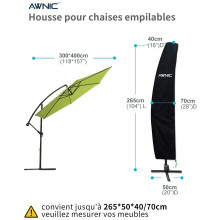 AWNIC Parasol Cover Cantilever Parasol cover with Telescopic Rod Garden Parasol Cover Waterproof TÜV Rheinland Certificated Tear Resistant Anti-UV fo