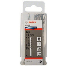 Bosch 2608595062 Din338 HSS-G Metal Drill Bit, 5.0mm x 52mm x 86mm, Silver