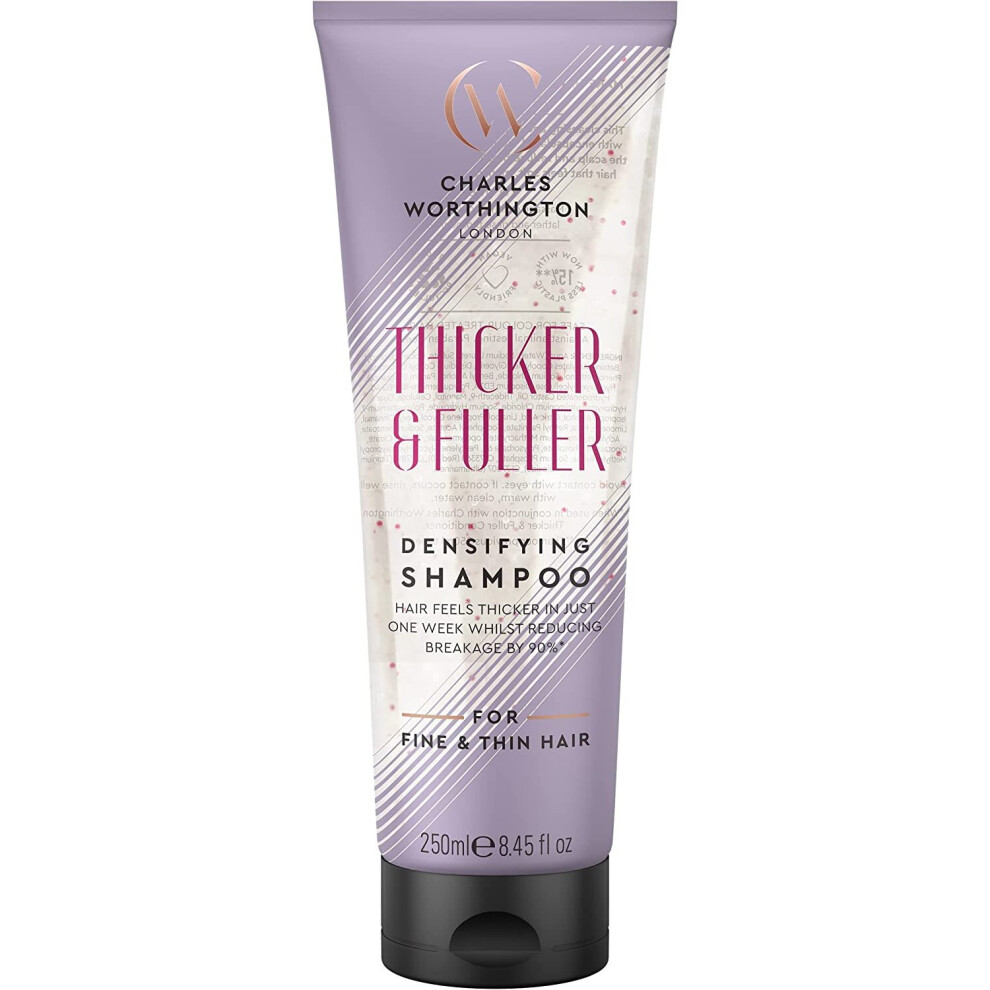 Charles Worthington Thicker and Fuller Densifying Shampoo, Hair Thickening Shampoo for Fine Hair, Hair Thickening Products for Women and Men, Salon Ha