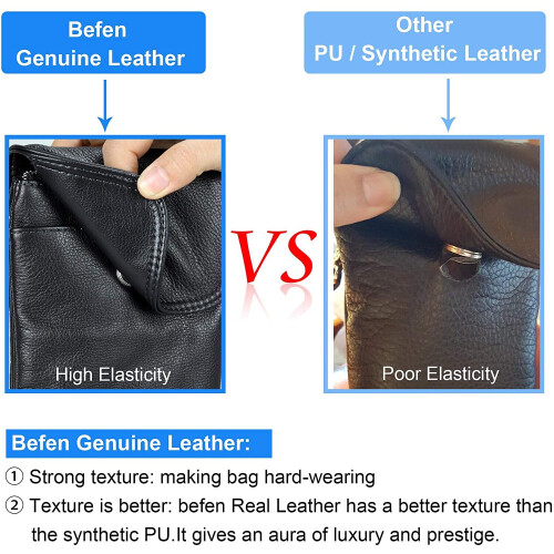 Genuine Leather Phone Bag,befen Real Leather Phone Purse, Small Phone Cross Body Bag for Women with Long Strap and Key Ring - Fit 8 Plus or Phone Less 1
