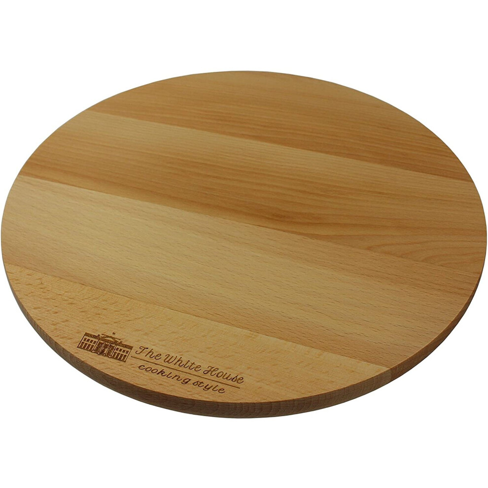 THE WHITE HOUSE cooking style Wooden Rotating Kitchen Board. Turntable Rotating Cake Stand, Pizza Board, Cheese Board, Party Serving Board (11-1/2")