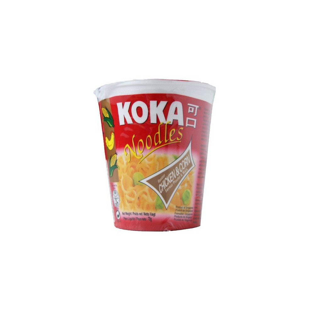 Koka Original Chicken & Corn Flavour Oriental Style Instant Noodles 12 Cups of 70 g