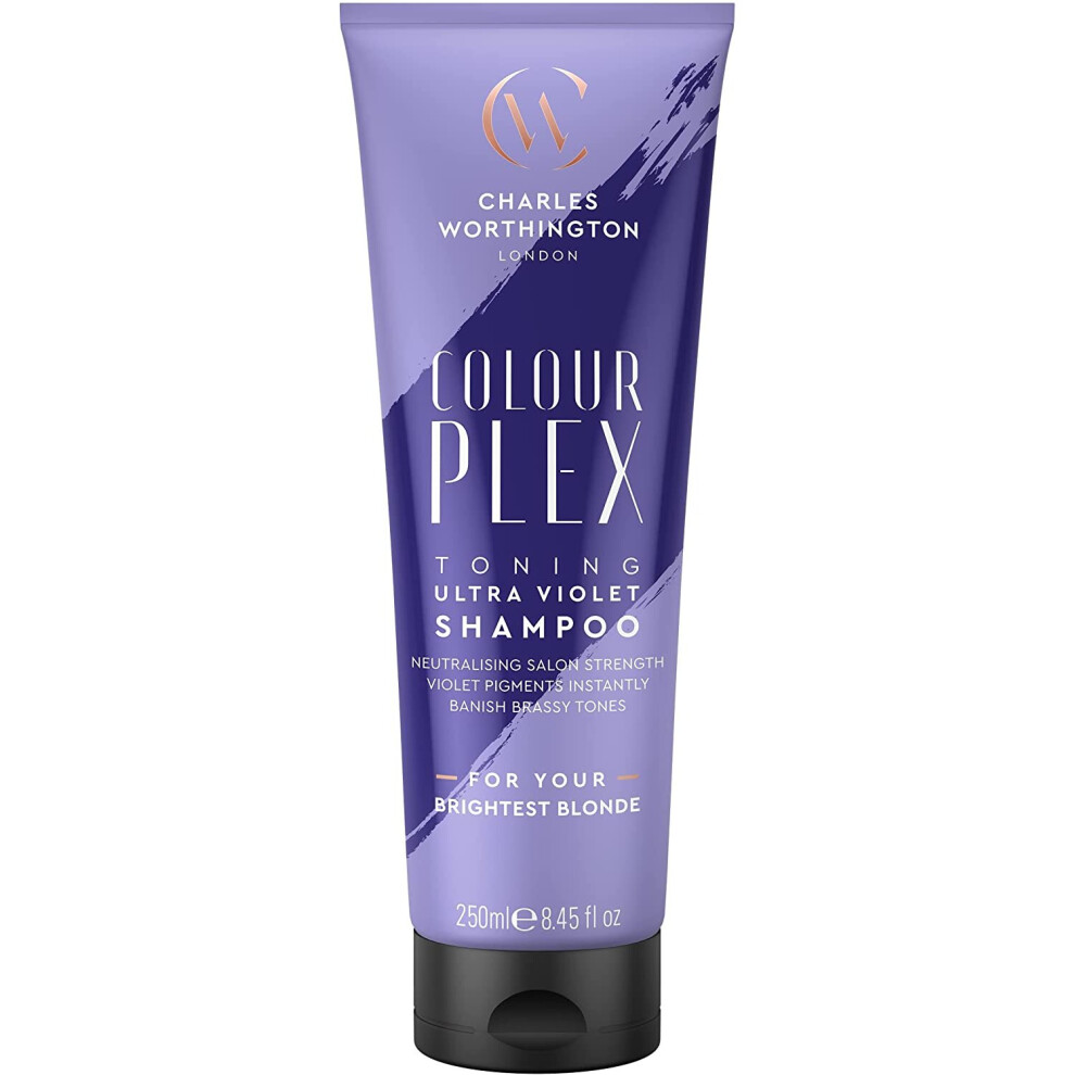 Charles Worthington ColourPlex Toning Ultra Violet Shampoo, Blonde Shampoo to Tone and Brighten, Purple Shampoo for Blonde Hair, Blonde Toner for Wome