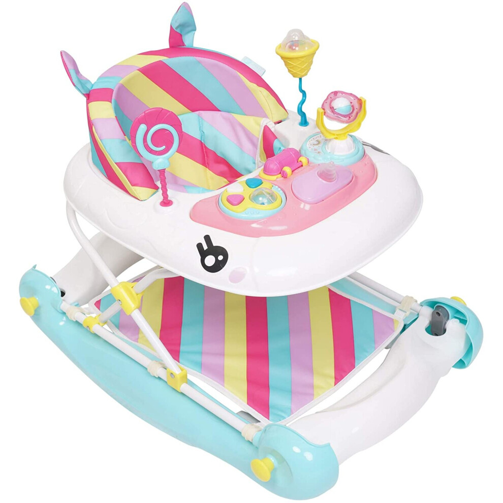 MyChild Unicorn 2-in-1 Walker Rocker, Pink Rainbow