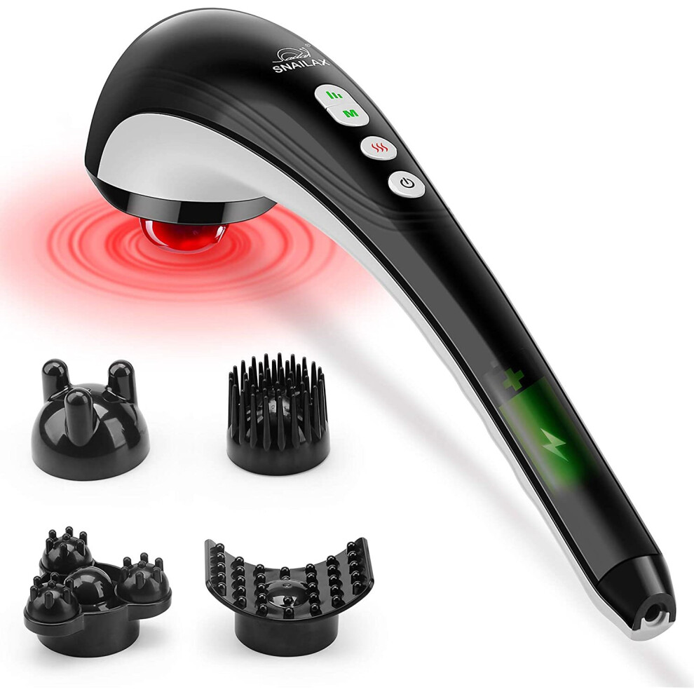 SNAILAX Cordless Handheld Deep Tissue Massager with Heating - Rechargeable Portable Wireless Electric Percussion Full Body Deep Tissue Massager for Mu