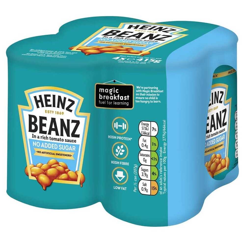 Heinz Beanz No Added Sugar, 415G (Pack Of 4)