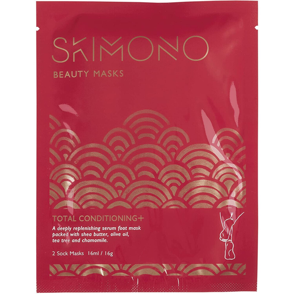 Skimono Ltd Skimono Total Conditioning+ Foot Mask, Intensive Moisturising Bio-Cellulose Treatment Socks, With Shea Butter, Olive Oil, Tea Tree Oil & Chamomile, 14