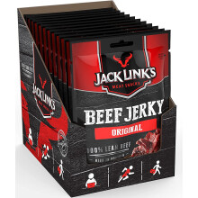 Jack Link's Original Beef Jerky Multipack 12 x 25g - High-Protein Snack for On-The-Go or Post-Gym