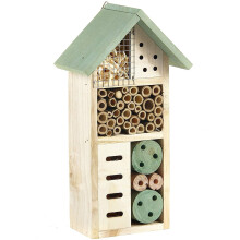 Pet Ting Wooden Insect Bee House Natural Wood Bug Hotel Shelter Garden Nest Box 26cm