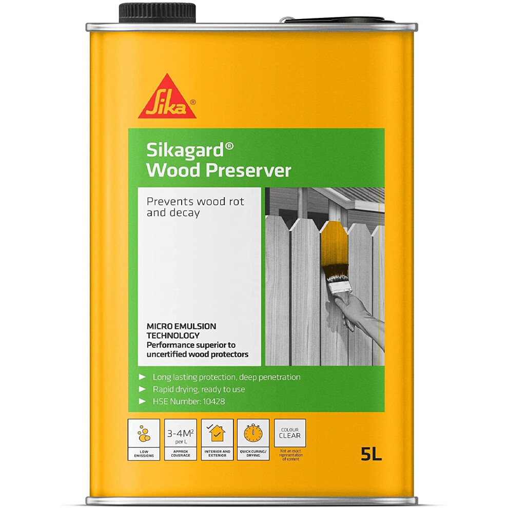 Sikagard SKGDWPCL5 Wood Preserver - Prevents Wood Rot and Decay, Clear, 5 Litre