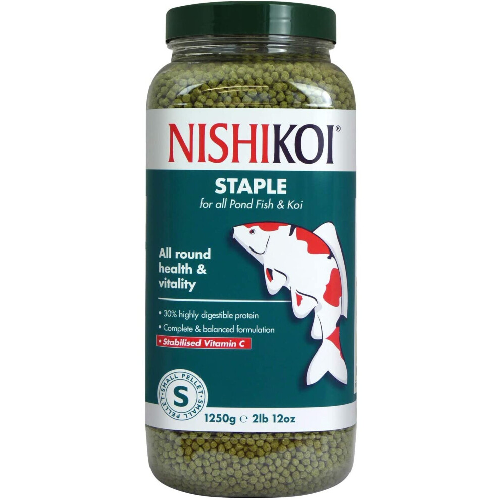 Nishikoi Staple Complete Food for Koi and Pond Fish - Small Pellets - 1250g