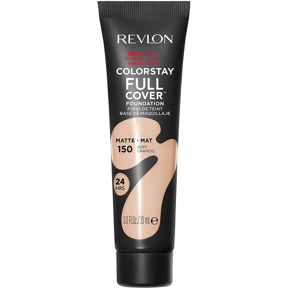 Revlon ColorStay Full Cover Longwear Matte Foundation, Heat & Sweat Resistant Lightweight Face Makeup, Buff (150), 30ml