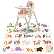 Splat Mat Under High Chair - 51" Floor Protection SI Anti-Slip Waterproof Washable High Chair Mat Multipurpose Table Cloth Portable Picnic Play Mat wi