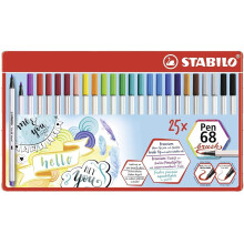 STABILO Premium Fibre-Tip Pen Pen 68 tetcov - plechovka s 25-19 r znymi farbami