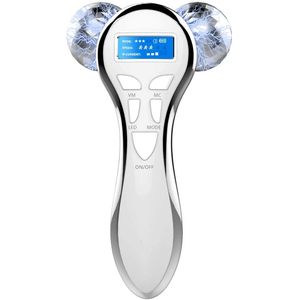 4D Microcurrent Face Massager Roller,Electric Rechargeable Face Lift Roller Arms Legs Massager for Anti Aging Wrinkles Facial Massager for Women