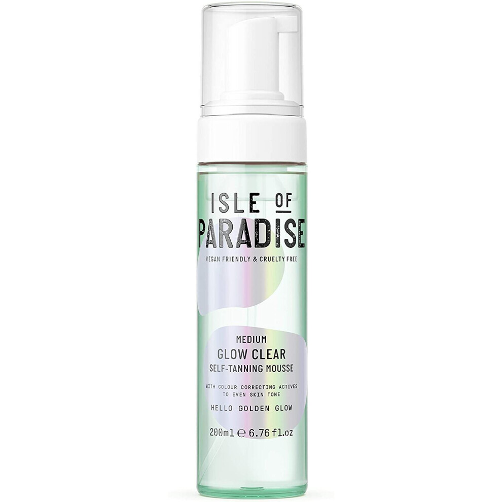 Isle of Paradise Fake Tan Mousse Medium (200 ml) Glow Clear Self Tanning Foam Natural Ingredients & Vegan