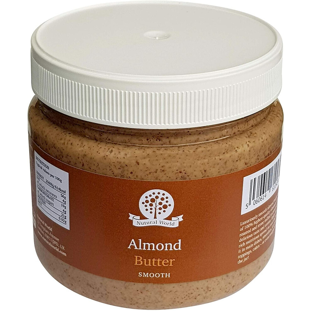 Nutural World - Smooth Almond Nut Butter (1kg) - *** New Packaging *** - 100% Pure - single ingredient