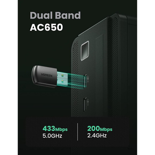 Ugreen WiFi AC650 11ac Dual-Band Wireless USB-Adapter 1