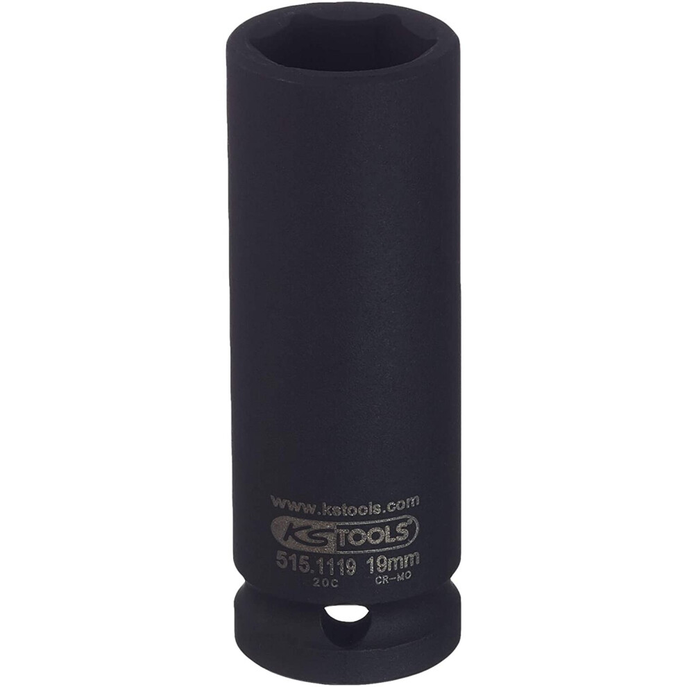 KS Tools 515.1119 1/2" Hexagon impact socket, deep, 19mm