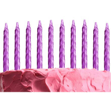 SHATCHI 10pcs Spiral Candles for Birthday Wedding Anniversary Dinner Party Cake Topper Table Decorations, Metallic Purple