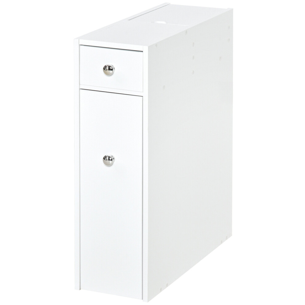 HOMCOM Slim Floor Cabinet Narrow Wooden Storage w/ Drawers Bathroom