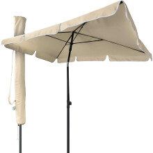 VOUNOT Garden Parasol, Tilt Balcony Umbrella, Sun Shade for Outdoor, Garden, Balcony, Patio, Beach, 200 x 125 cm Rectangular UV 50+, Beige, wiht Cover