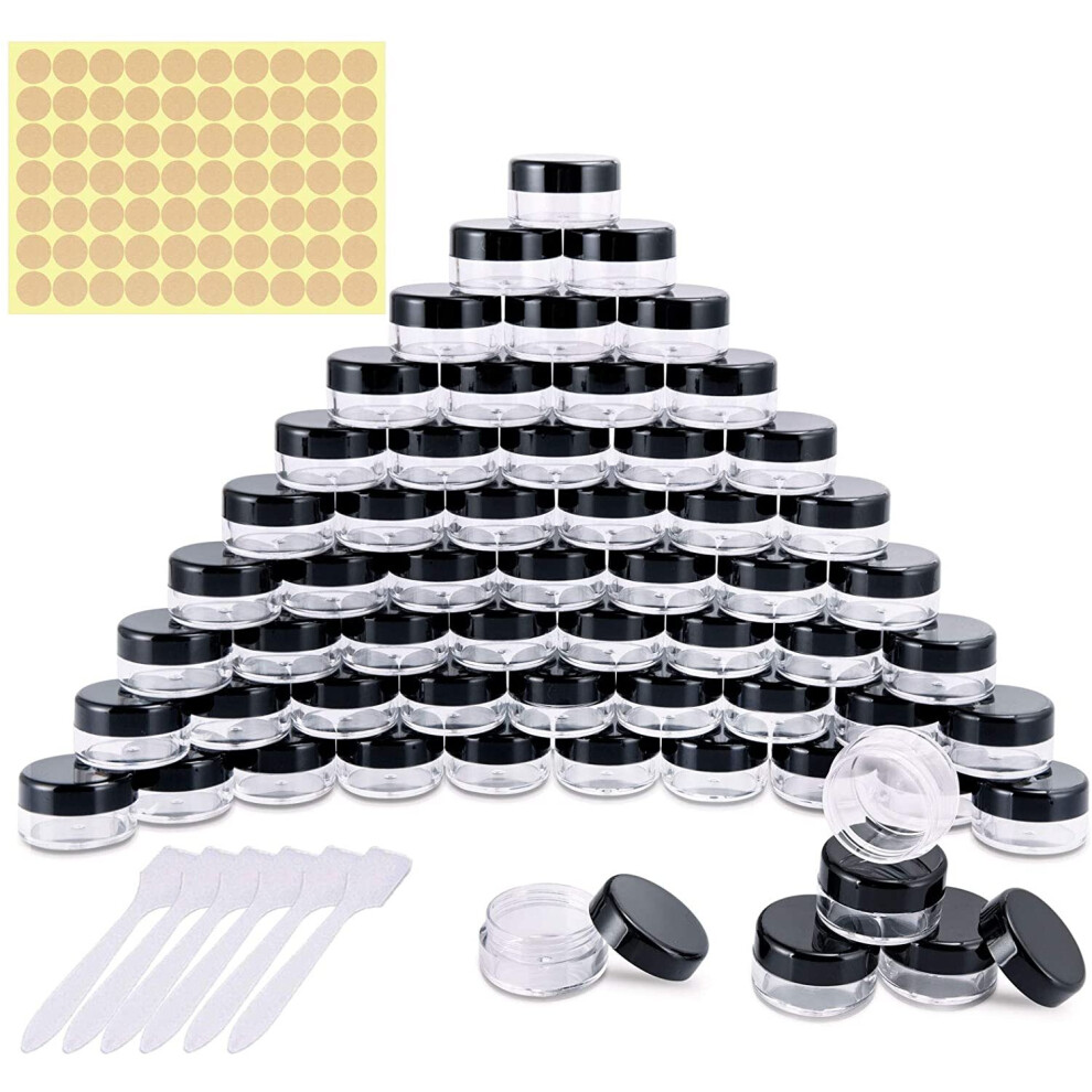 Melliex 60 Pieces Empty Sample Pots, 5G / 5Ml Clear Plastic Travel Cosmetic Container Jars For Creams, Sample, Make-Up Storage