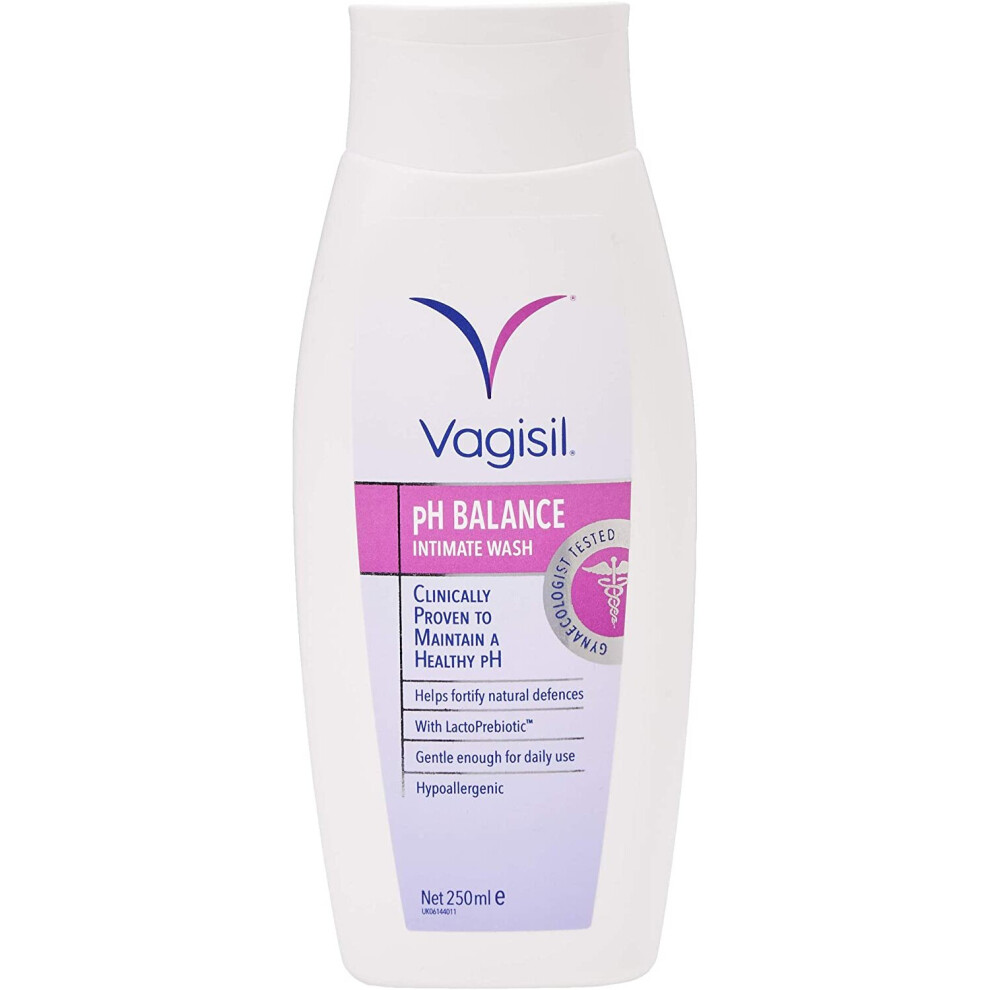 VAGISIL pH Balance Intimate Wash for Daily External Feminine Hygiene with LactoPrebiotic, 250 ml