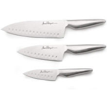 Jean-Patrique Chopaholic Oriental 3 Piece Chef's Knife Set - Razor Sharp Single Forged from Stainless Steel for Maximum Precision and Hygiene
