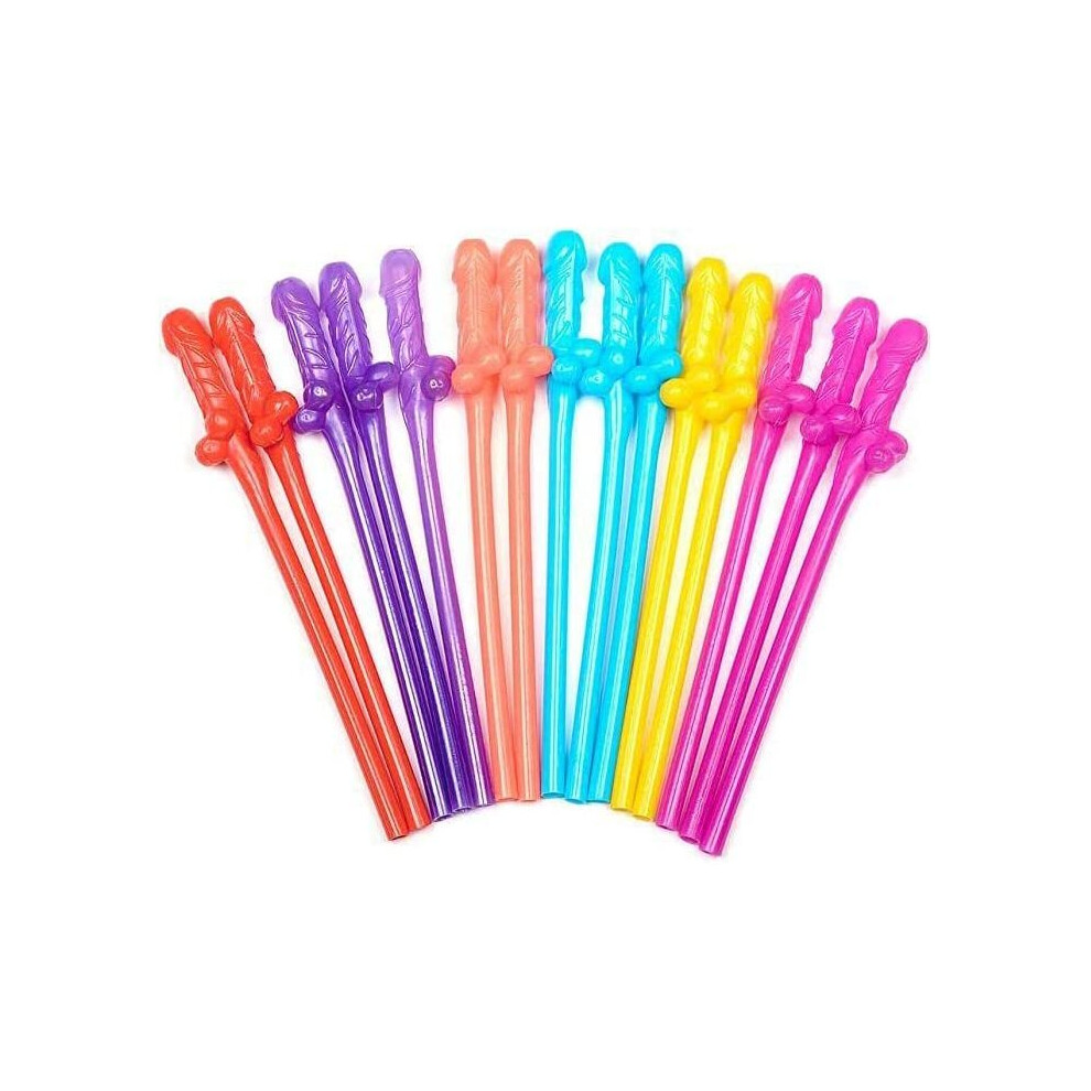 SHATCHI Willy Straws Girls Wedding Hen Stage Night Bachelorette Fun Party Drink Accessories, Multicolour, Pack of 10