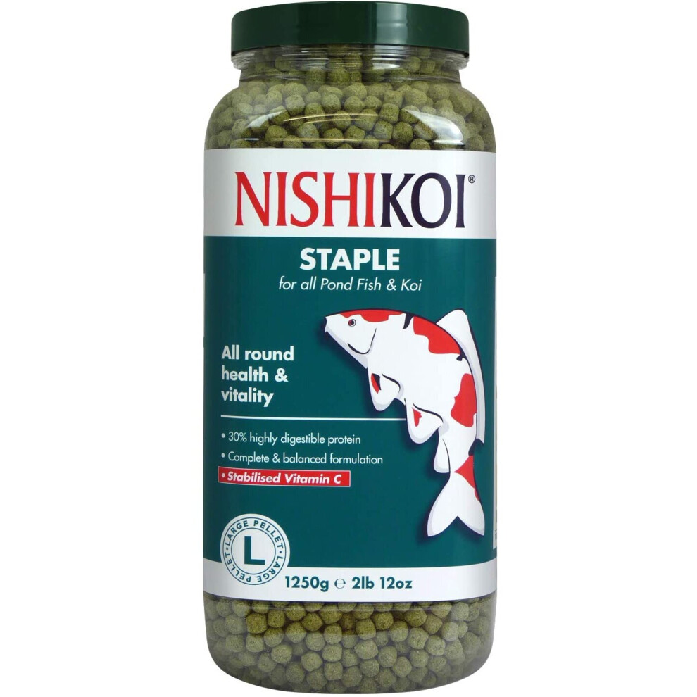 Nishikoi Staple Complete Food for Koi and Pond Fish - Large Pellets - 1250g