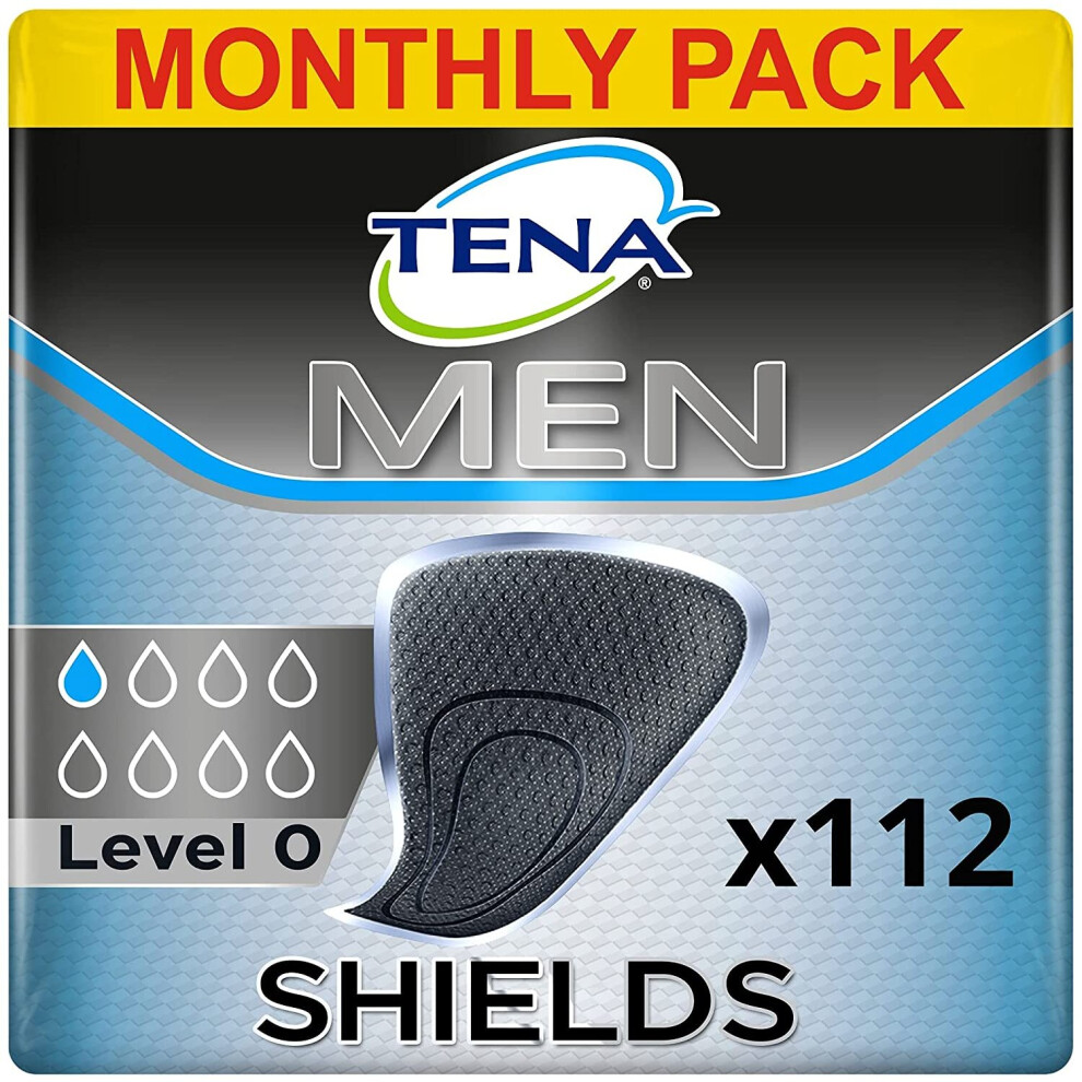 TENA Men Protective Shield for Light Bladder Weakness-Monthly Pack of Incontinence Pads, 112 Count