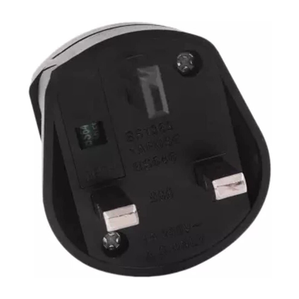 EU 2 Pin To UK 3 Pin 1A Fused Adaptor Plug For Shaver/Toothbrush (Black)