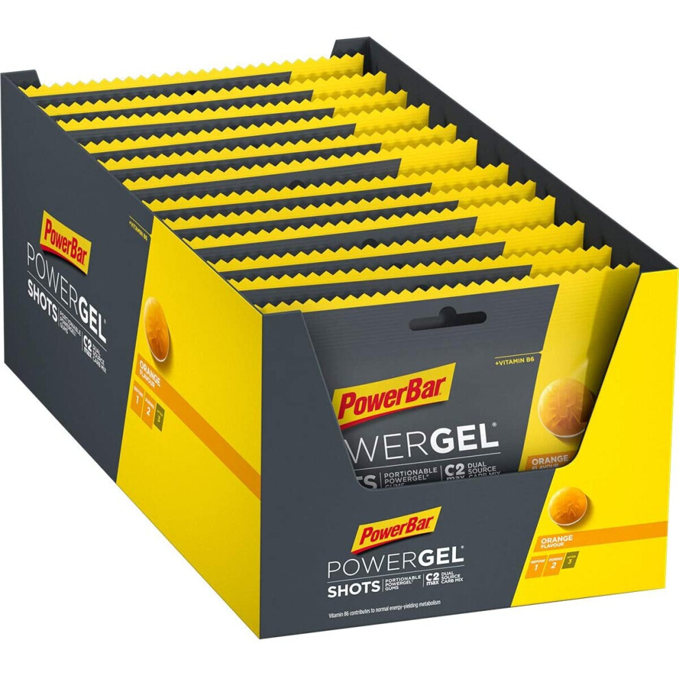 Powerbar Orange Power Bar Powergel Shots 24X60g - High Carb Energy Gums + C2max - Vitamin B6