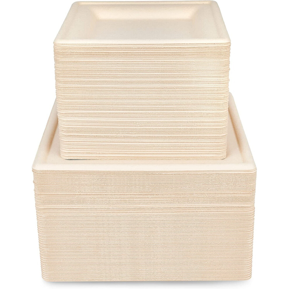 Haago - 100 Eco-Friendly Sugarcane Compostable Biodegradable Plate Set - 26Cm & 16Cm