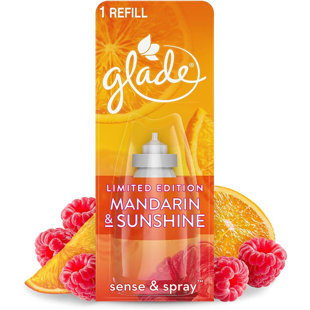 Glade Sense & Spray Air Freshener, Motion Activated Automatic Odour Eliminator for Home, Pack of 8 Refills, Mandarin & Sunshine, 18ml