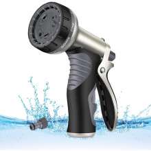 LUFENG UPGRADED Garden Showers 9 Adjustable Patterns Hose Spray Gun Heavy Duty Metal High Pressure Hose Nozzle/Hose Gun (Black Gold Color)