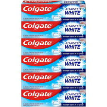 Colgate Advanced White Toothpaste, 6 x Multi Action Whitening Toothpastes with Cavity Protection Fluoride Formula for Whiter Teeth, Bulk/Value Set - 6