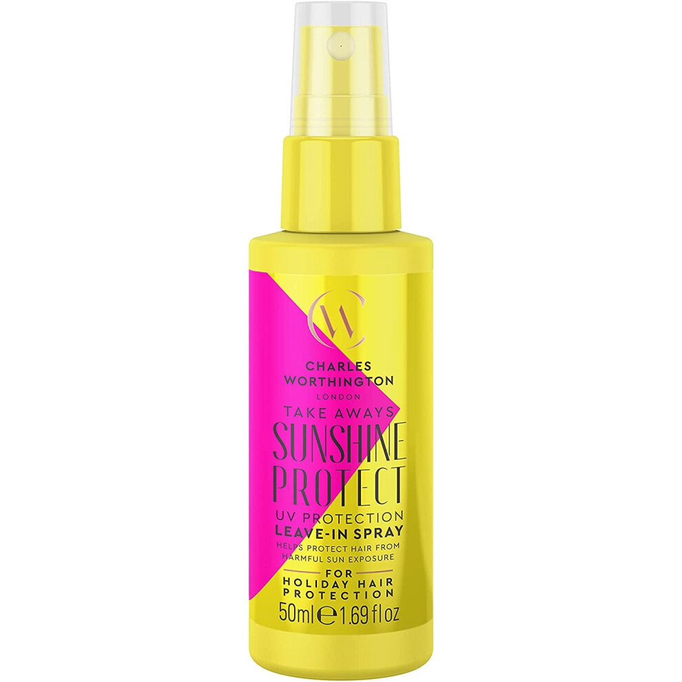 Charles Worthington Sunshine Protect UV Protection Leave-In Spray Takeaway, Hair Damage Spray to Hydrate and Nourish, Hair Repair Products for Women a