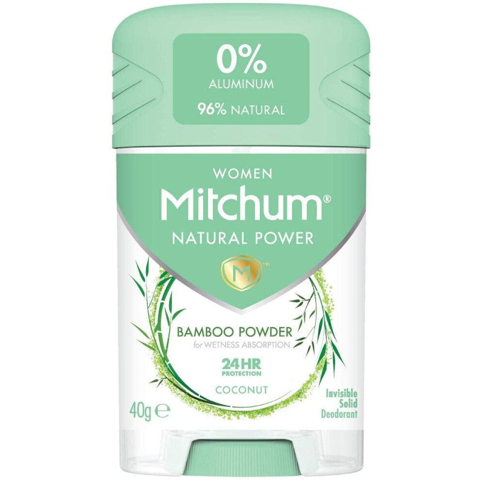 Mitchum Women Natural Deodorant Stick, Aluminium Free, Vegan, Cruelty Free, 96% Natural Ingredients, Coconut