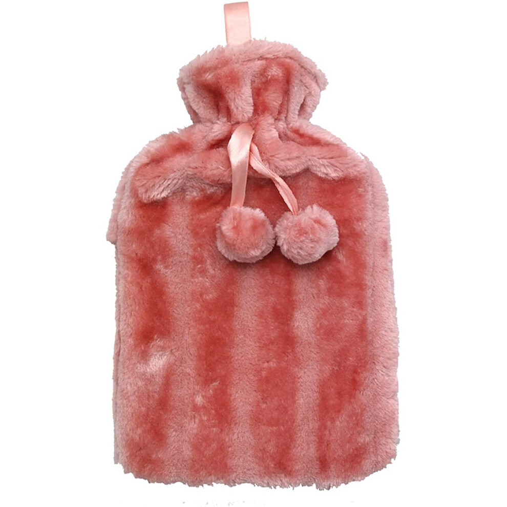 Ram Pink Ramâ® Large Cosy 2L Litre Rubber Hot Water Bottle With Faux Fluffy Cover